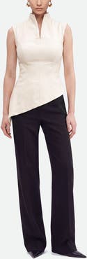 Nocturne Padded Shoulder Asymmetric Blouse