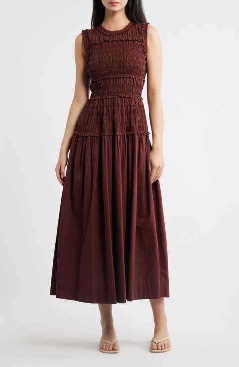 Mallory Smocked Organic Cotton Midi Dress