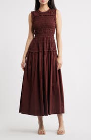 DÔEN Mallory Smocked Organic Cotton Midi Dress