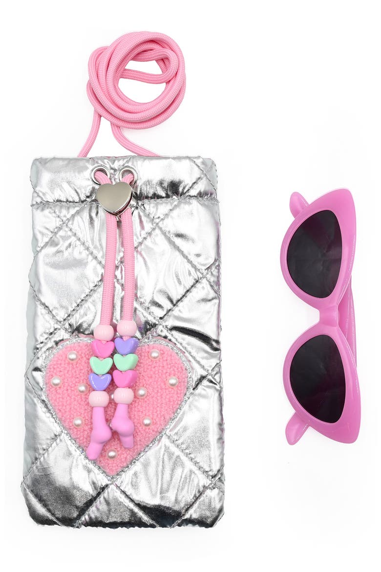 Kids' Sunglasses with Drawstring Case, Main, color, HOT PINK