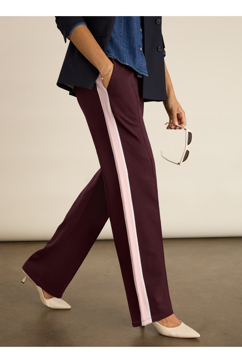 Lisa Side-Stripe Trousers, Alternate, color, Plum, Pink & White