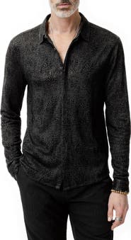 John Varvatos Carrilho Regular Fit Knit Linen Button-Up Shirt