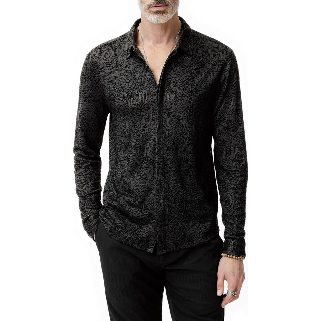 John Varvatos Carrilho Regular Fit Knit Linen Button-up Shirt In Black