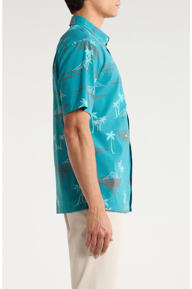 Oasis Short Sleeve Button-Down Shirt, Alternate, color, PEACOCK
