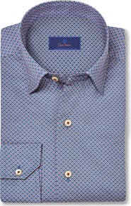 David Donahue Geometric Print Sport Shirt