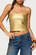 EDIKTED Cecilea Bandage Metallic Strapless Crop Top
