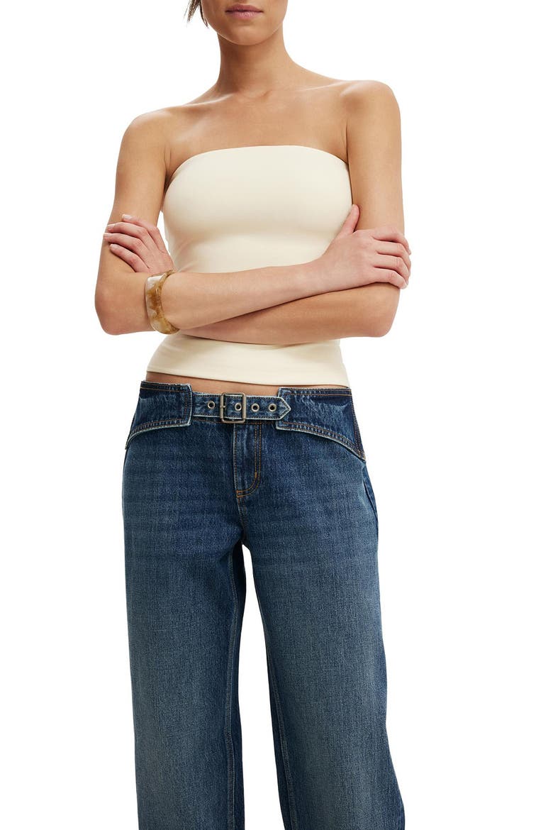 Belted Low Rise Straight Leg Jeans, Alternate, color, SCORPIO BLUE BELT