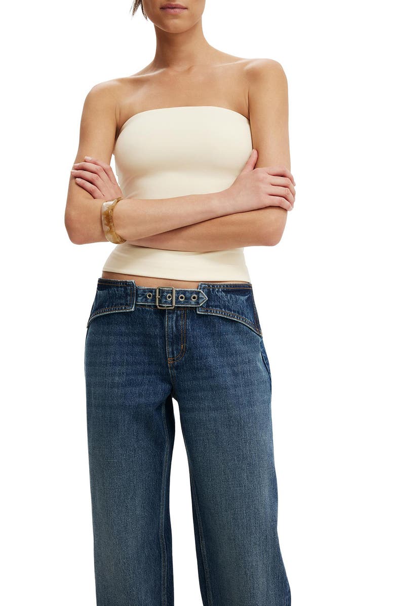 Cotton On Belted Low Rise Straight Leg Jeans, Alternate, color, Scorpio Blue Belt