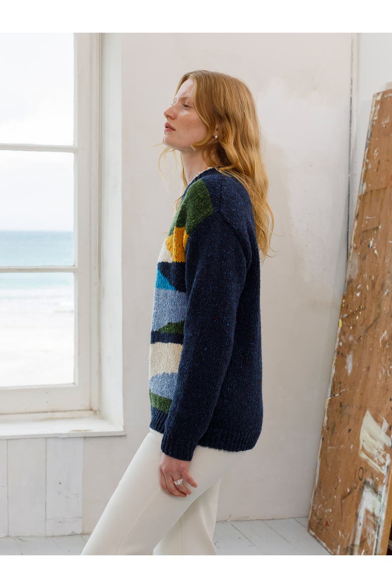 Donegal Scenic Sweater, Alternate, color, NAVY MULTI