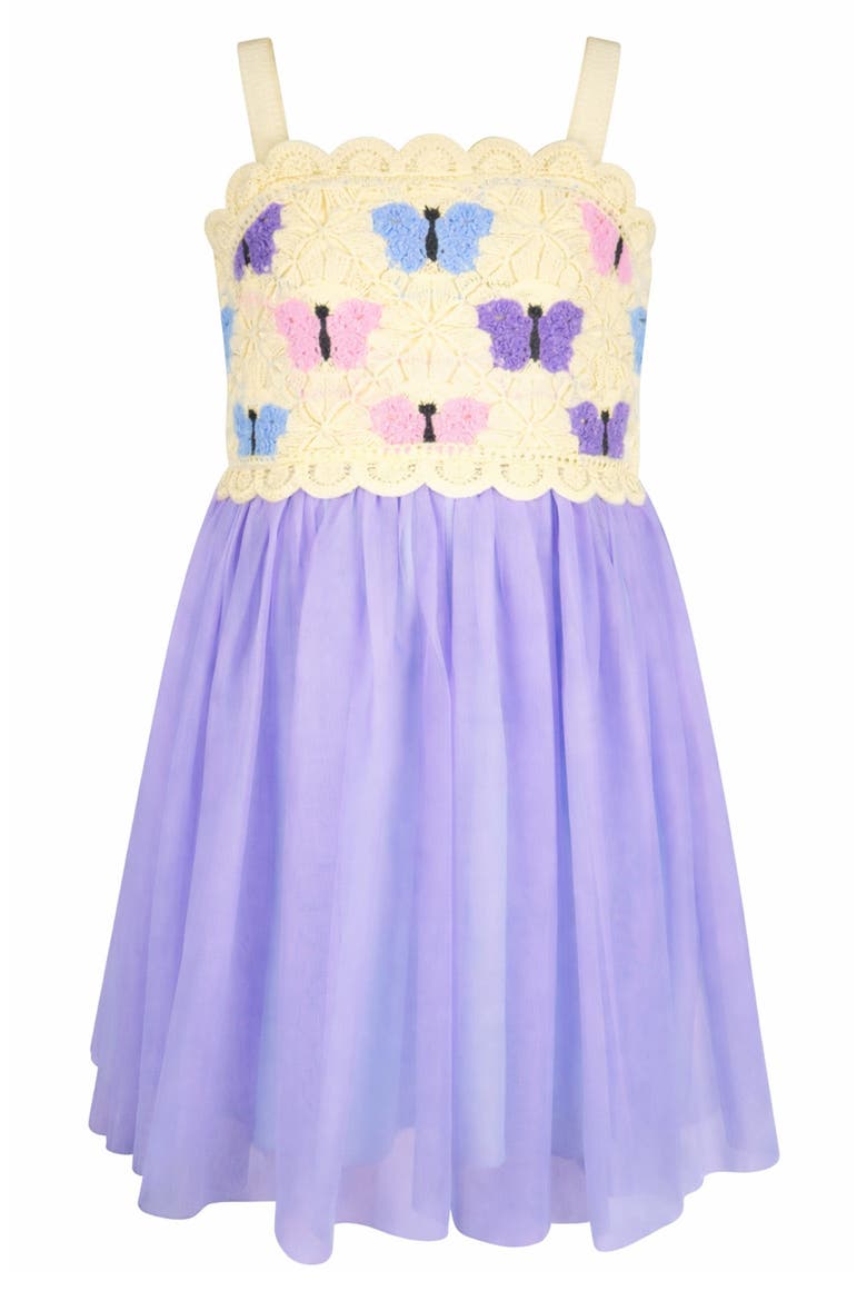Kids' Butterfly Crochet Dress, Main, color, IVORY/ LILAC