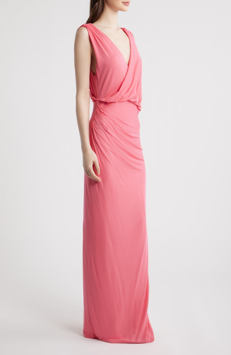 Black Halo Norissa Ruched Drape Maxi Dress, Alternate, color, Framboise