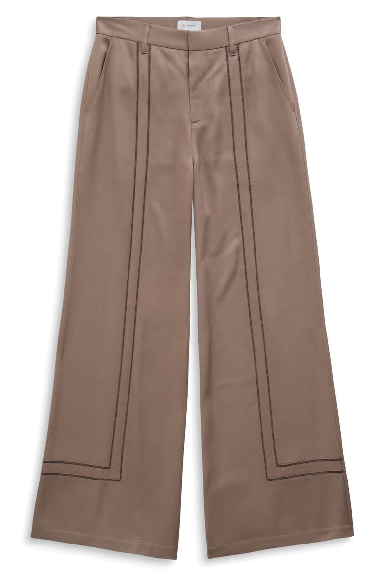 Sarah High Waist Wide Leg Satin Pants, Alternate, color, CORK