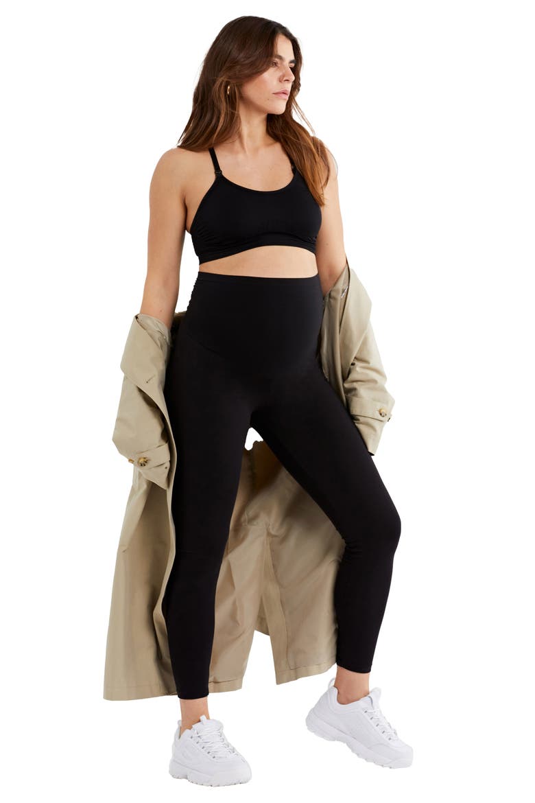 Luxessentials Secret Fit Belly Maternity Leggings, Alternate, color, BLACK