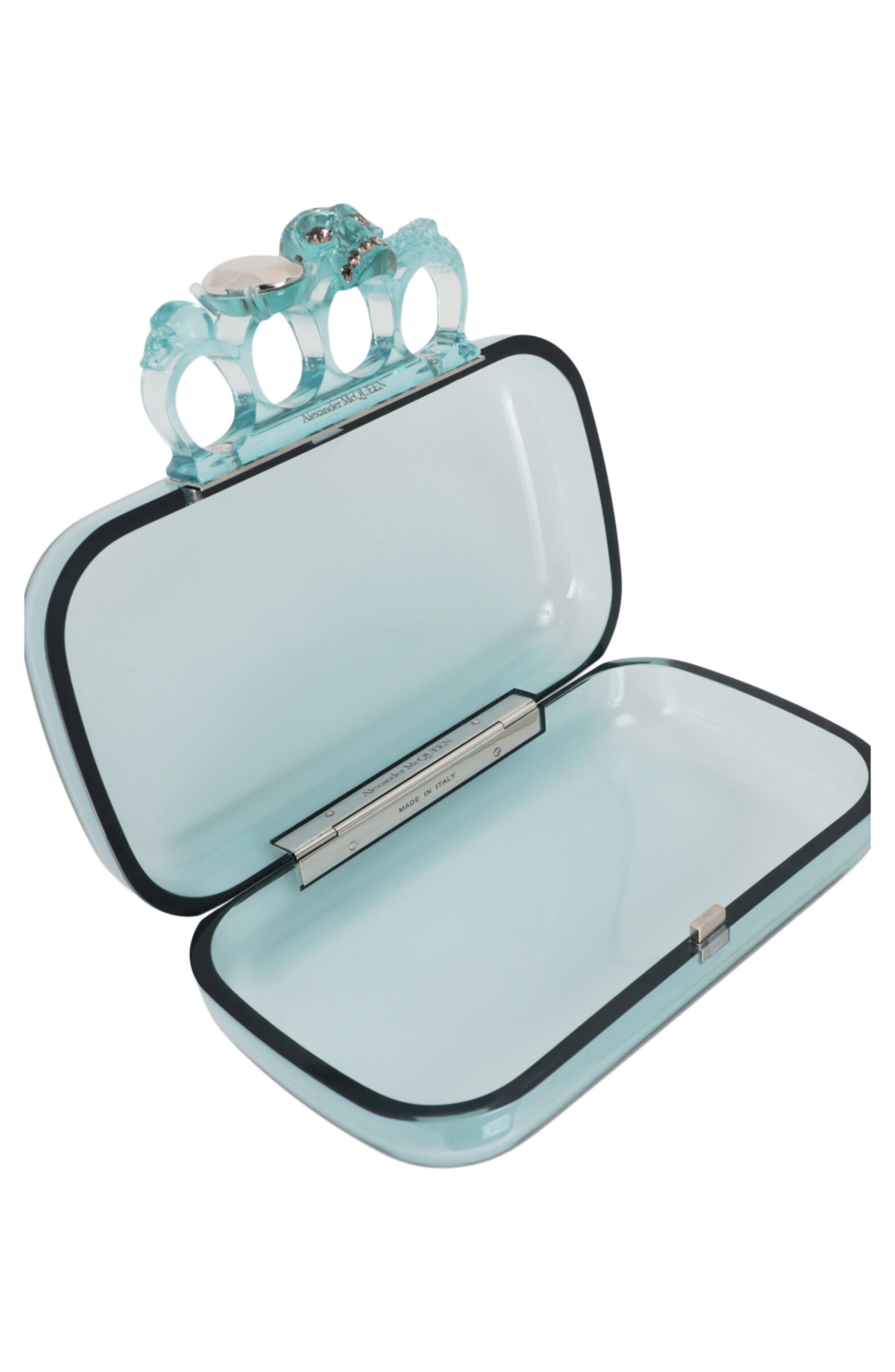 Alexander McQueen Puma Skull Four Ring Clutch, Alternate, color, Pale Blue