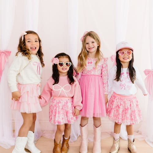 Sweet Wink Bow Yarn Knit Sweater In Pink