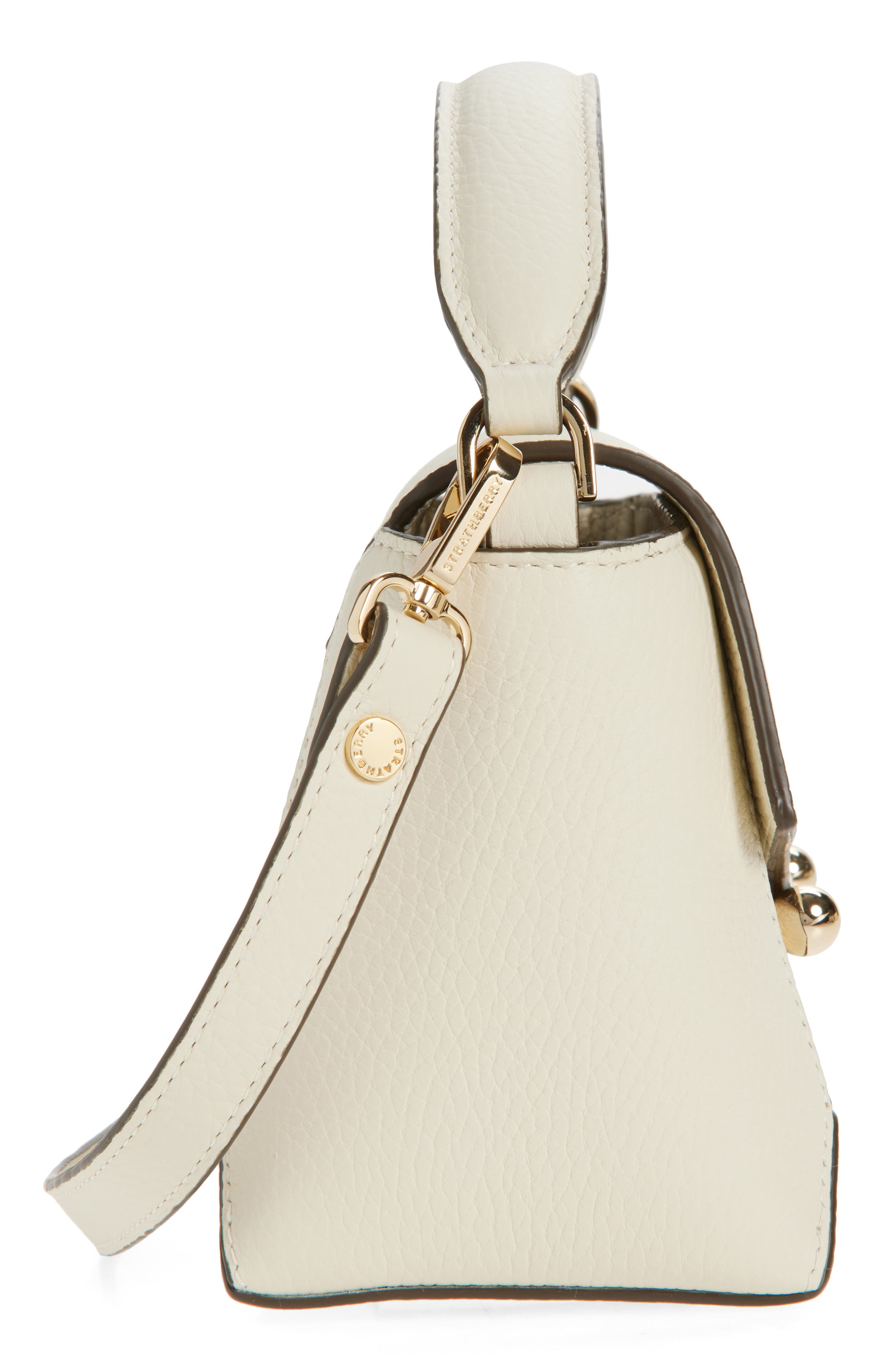 Strathberry Nano Mosaic Grained Leather Top Handle Bag, Alternate, color, Vanilla