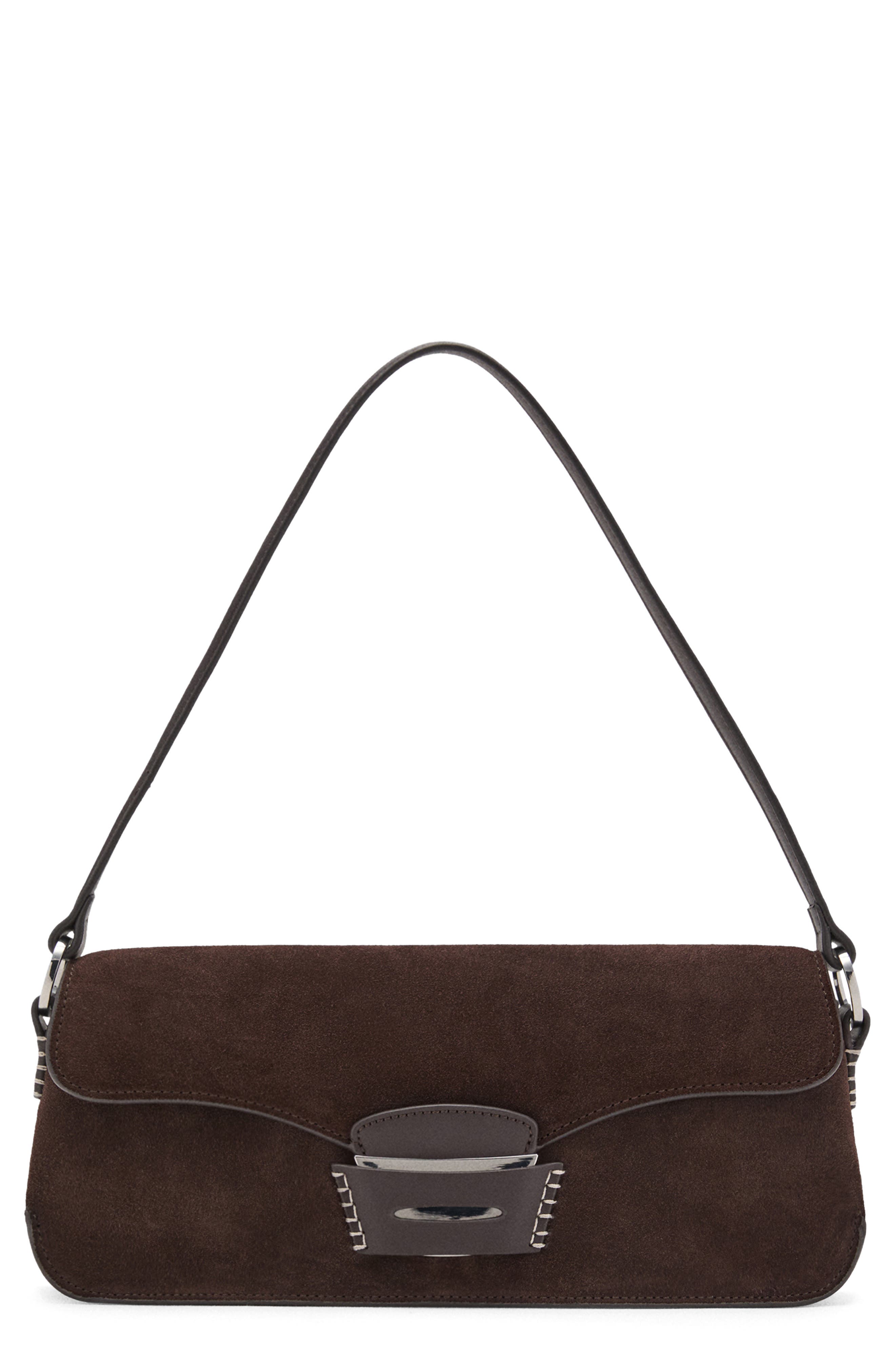 MANGO Suede Shoulder Bag, Main, color, 