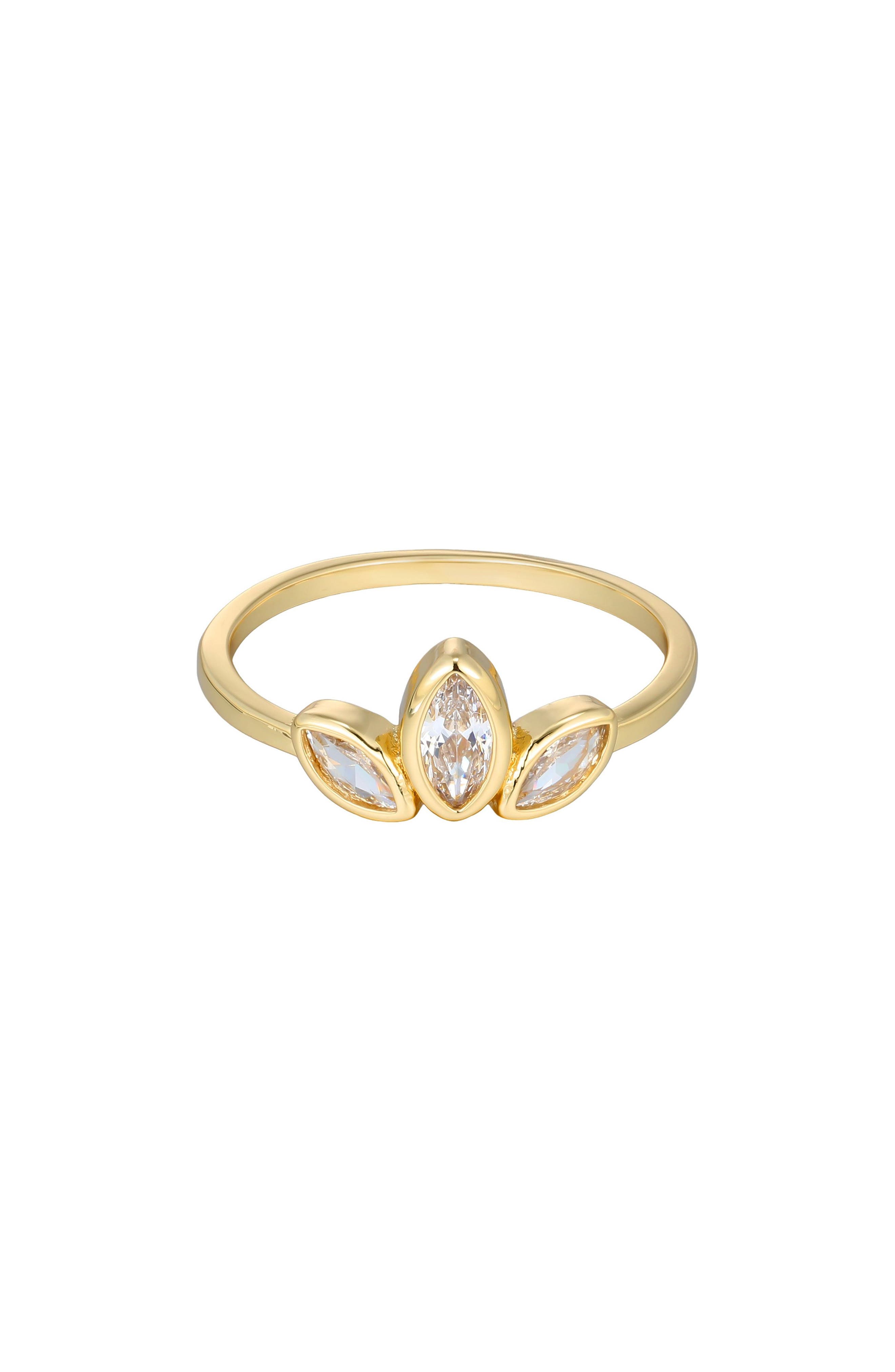 Adornia 14K Gold Plated Cubic Zirconia Petal Ring