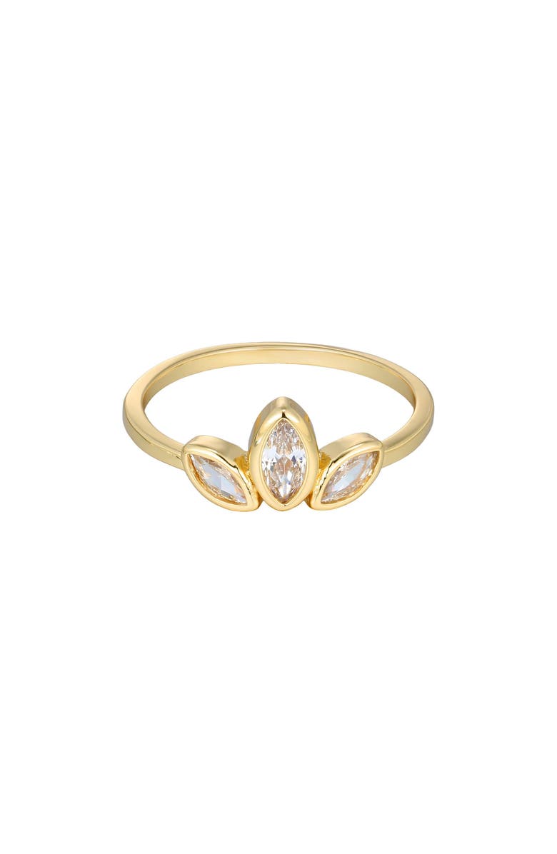 Adornia 14K Gold Plated Cubic Zirconia Petal Ring, Main, color, Gold