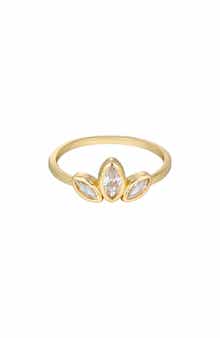 Adornia 14K Gold Plated Cubic Zirconia Petal Ring