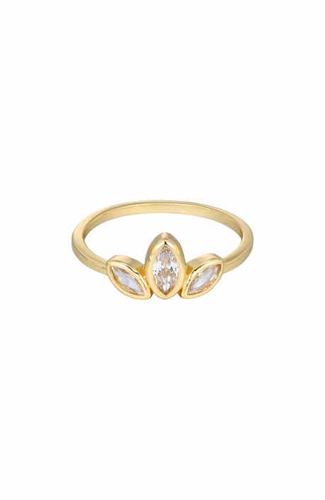 Adornia 14K Gold Plated Cubic Zirconia Petal Ring