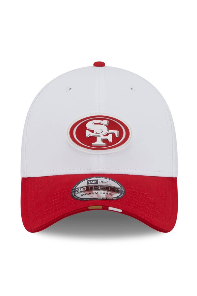 Men's New Era  White/Scarlet San Francisco 49ers 2025 NFL Training Camp 39THIRTY Flex Hat, Alternate, color, White