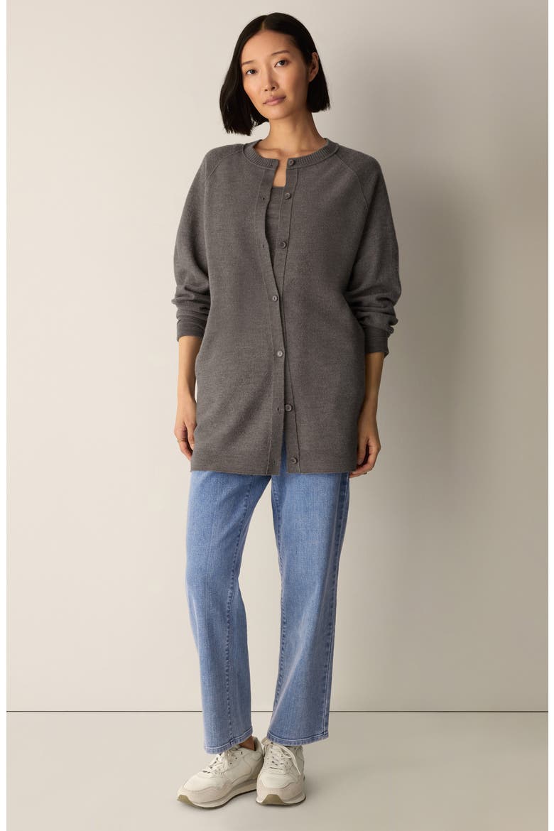Long Wool Cardigan, Alternate, color, COBBLESTONE