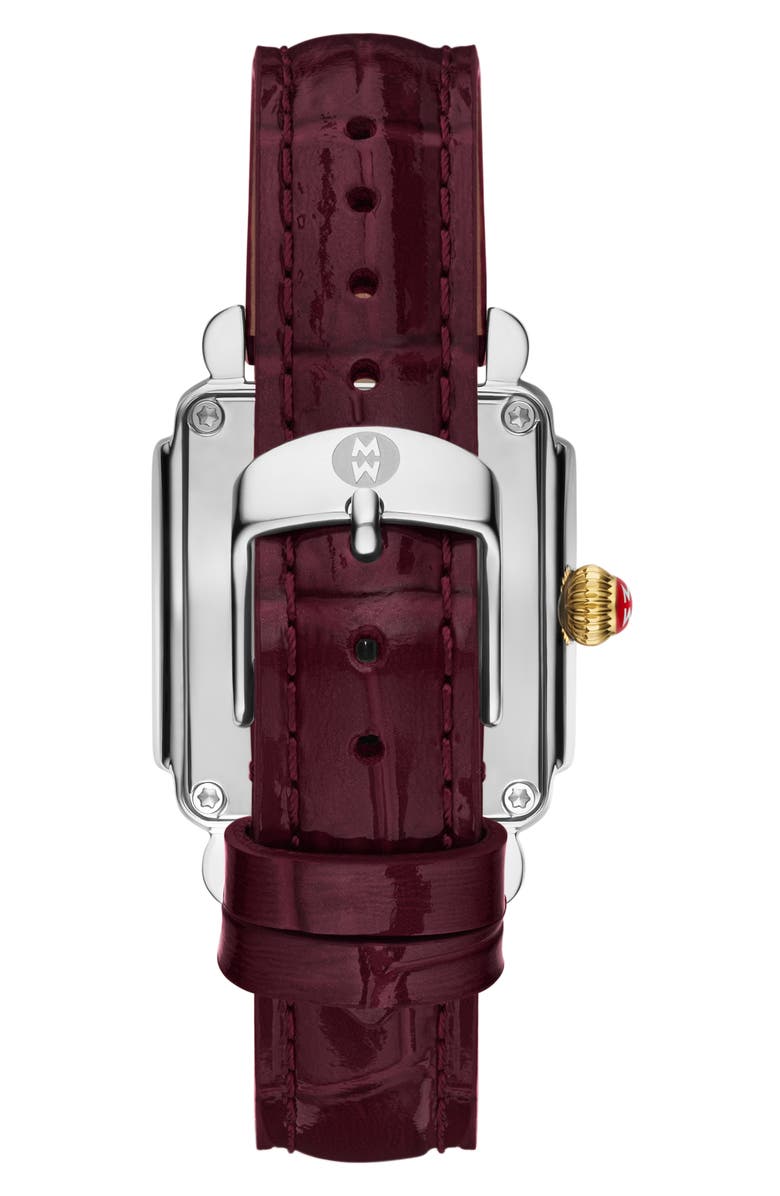 MICHELE Deco Sport Mid Leather Strap Watch, 29mm x 31mm, Alternate, color,