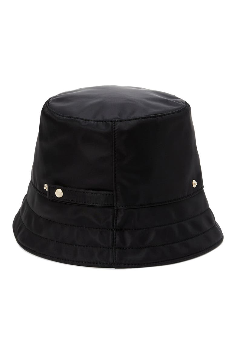 sam packable nylon bucket hat, Alternate, color, BLACK