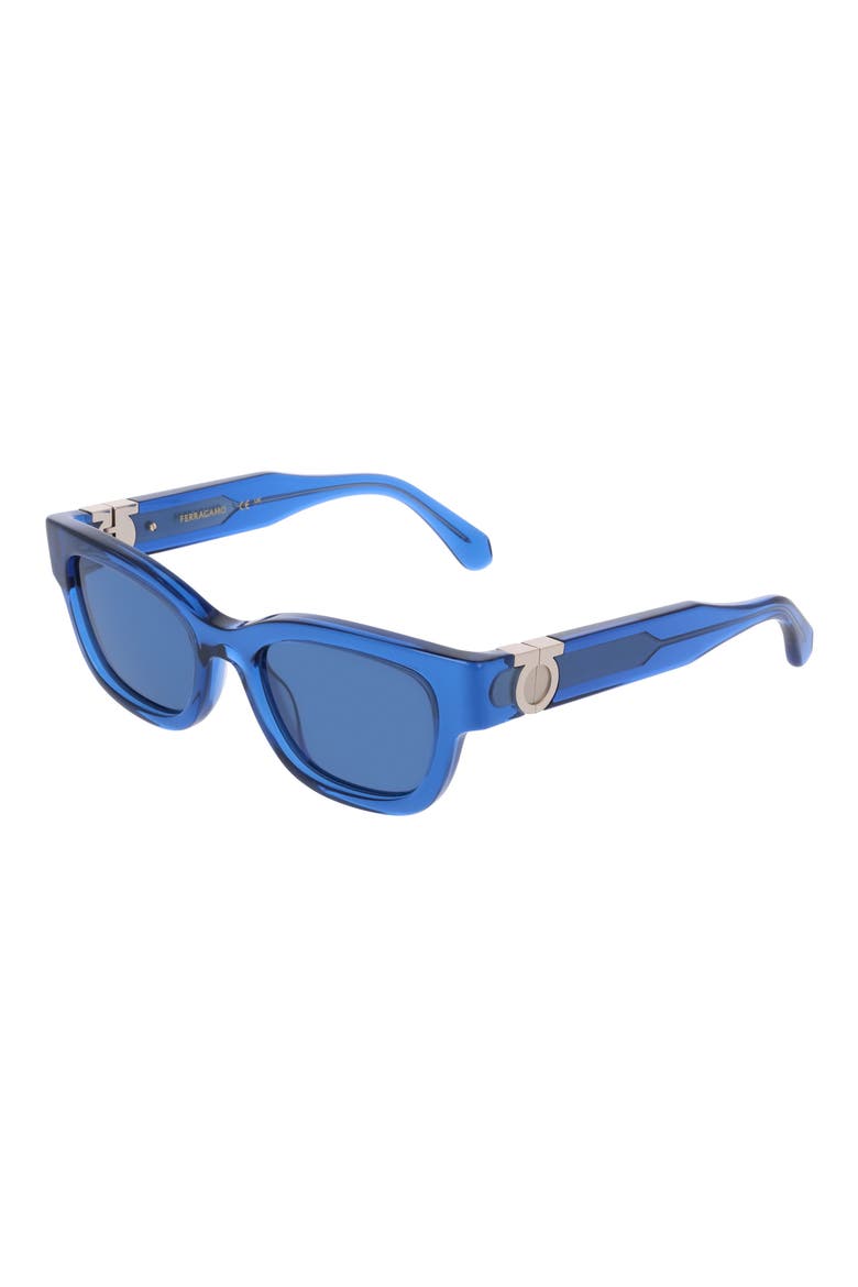 52mm Modified Rectangular Sunglasses, Alternate, color, TRANSPARENT BLUE