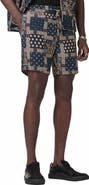 John Varvatos Daryl Patchwork Linen Drawstring Shorts