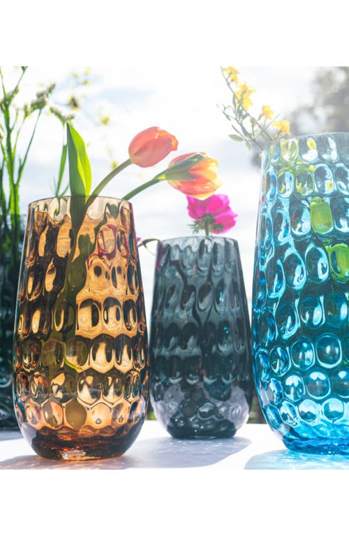Vietri Bolla Glass Medium Pebbled Vase In Gray