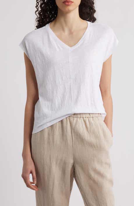 Boxy V-Neck Organic Linen T-Shirt