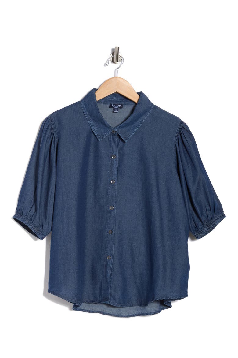 Indigo Button-Up Shirt, Alternate, color, DARK INDIGO BLUE