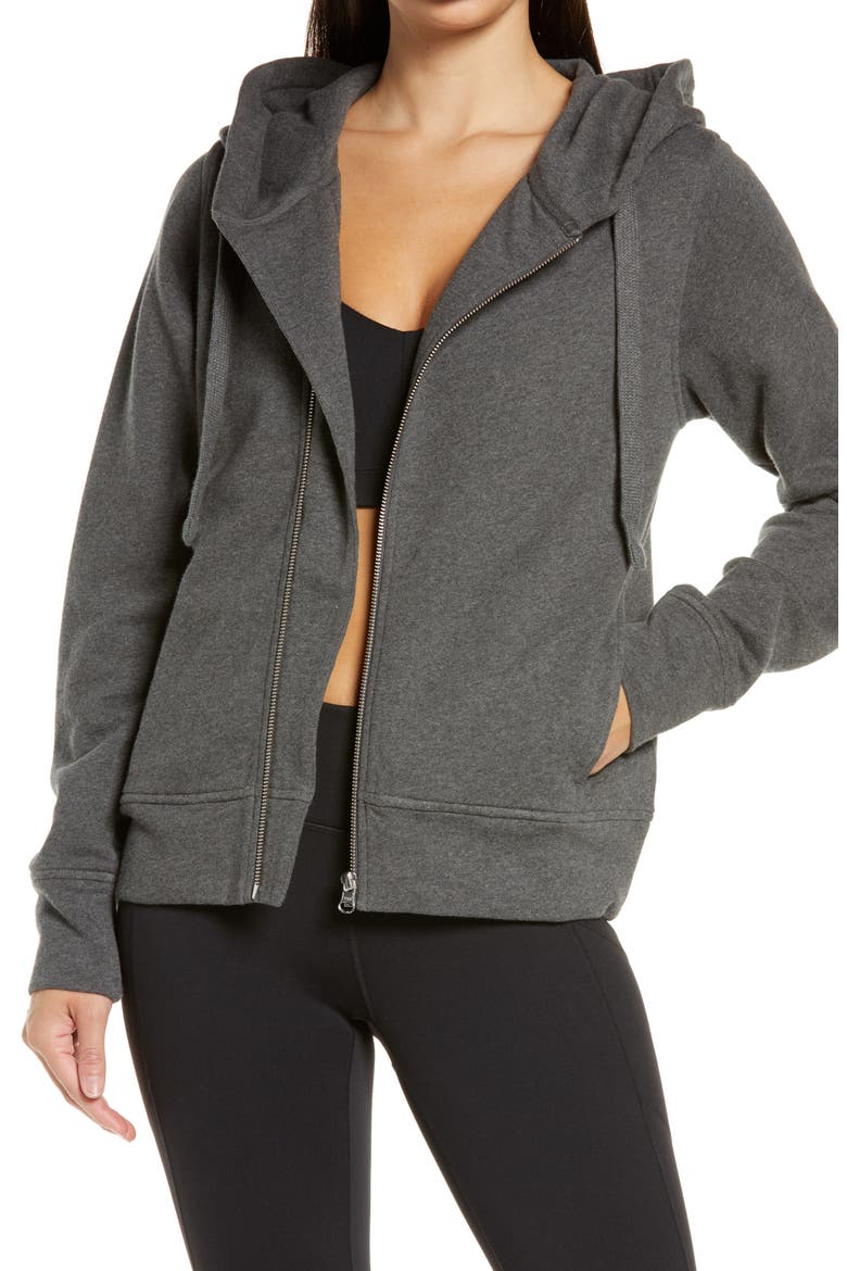 West Coast Asymmetrical Zip Hoodie, Main, color, GREY MEDIUM CHARCOAL HEATHER