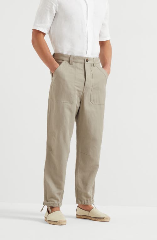 Brunello Cucinelli Linen Pants In Khaki