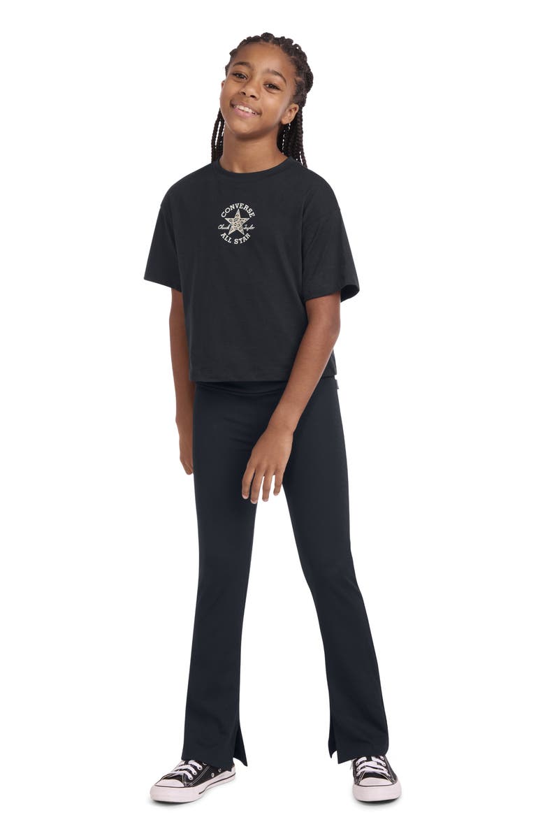 Converse Kids' Logo Boxy T-Shirt & Flared Leggings Set, Alternate, color, 