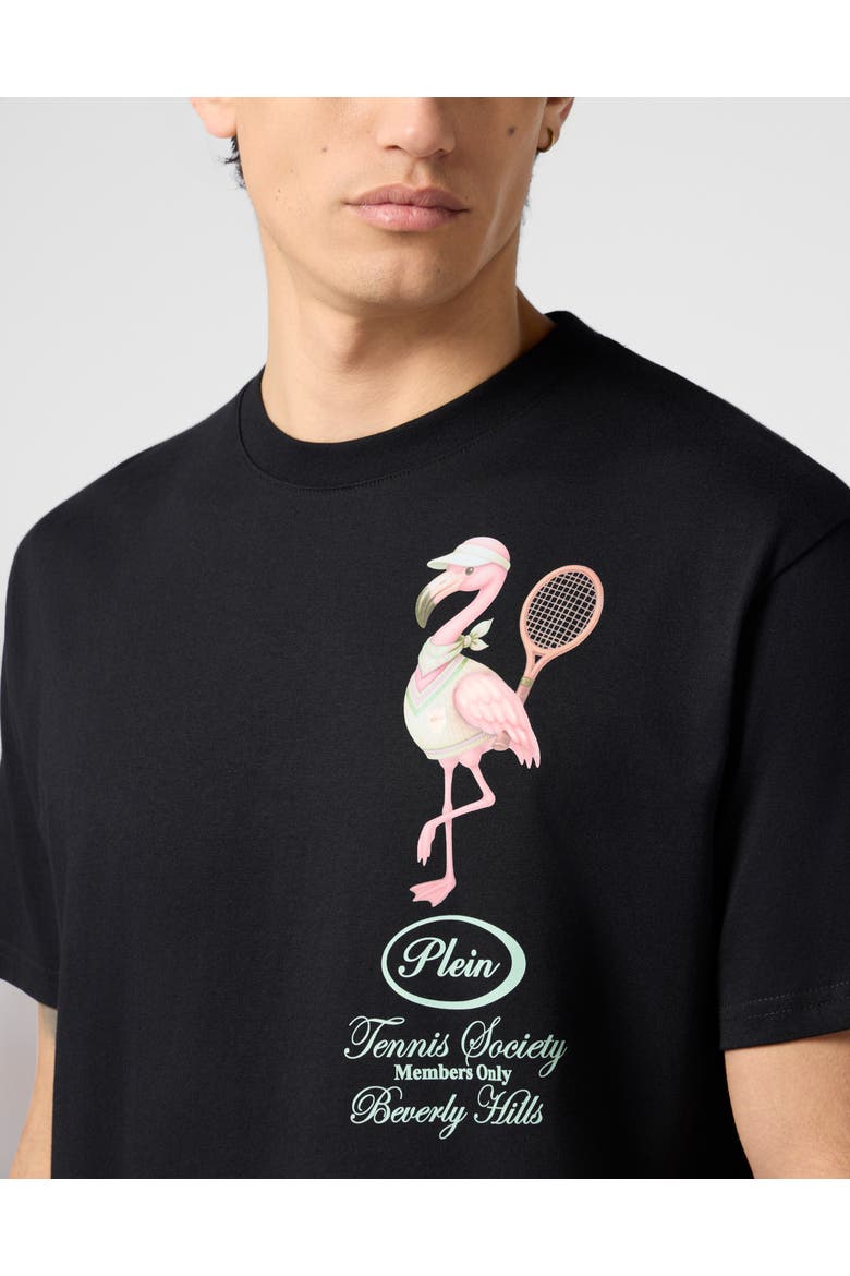 Round Neck T-Shirt Flamingo Tennis Society Men, Alternate, color, black