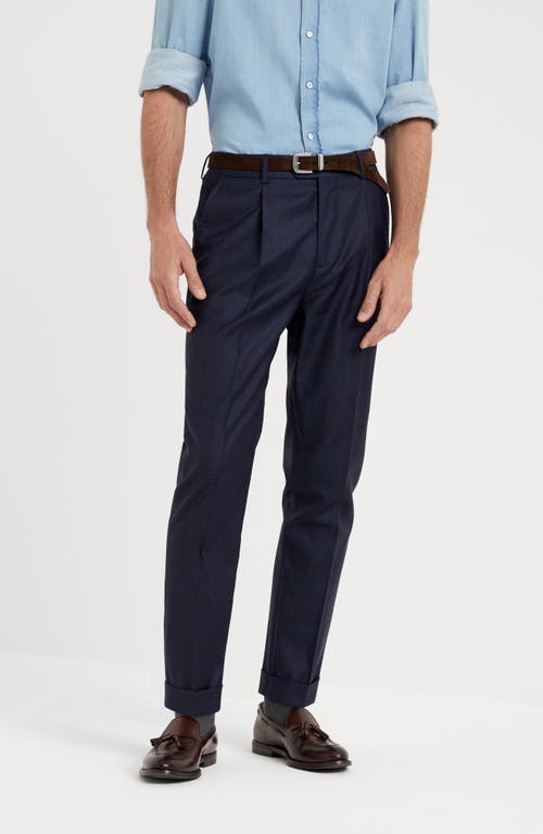 Brunello Cucinelli Straight-leg Pleated Wool-flannel Trousers In Blue