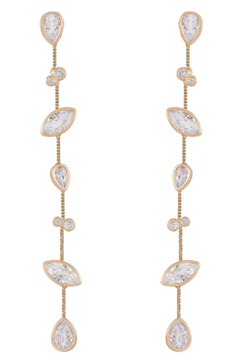Crystal Linear Earrings, Main, color, GOLD