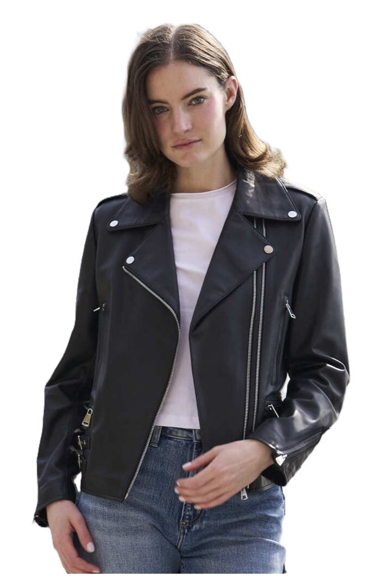 Blue Duck Leather Jacket, Alternate, color, Black