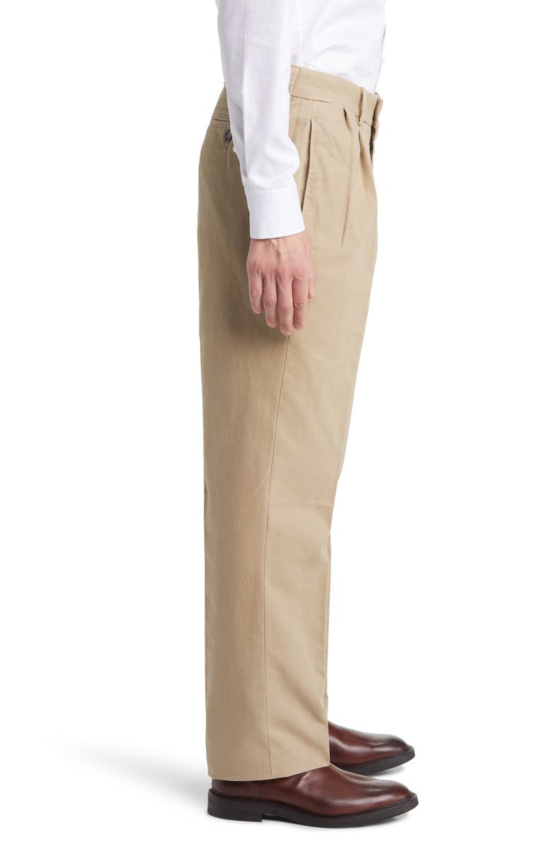 Berle Charleston Pleated Canvas Chinos, Alternate, color, Khaki