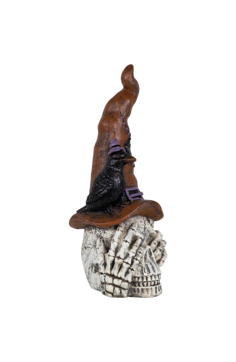 Northlight Skull in Witches Hat with Crow Halloween Decoration - 22.75", Alternate, color, 