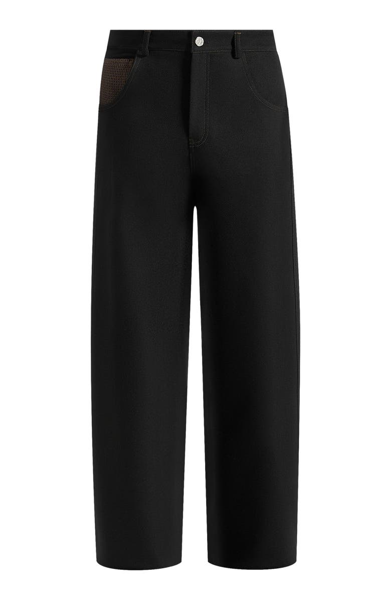 Manière De Voir Lazare Wide Leg Twill Jeans, Alternate, color, Black