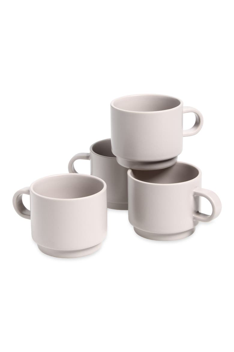 Set of 4 Neu Stoneware Mugs, Main, color, GLOSS PALE GREY