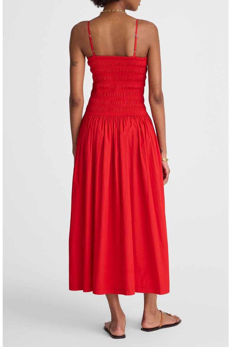 Smocked Cotton Poplin Maxi Dress, Alternate, color, FESTIVAL RED
