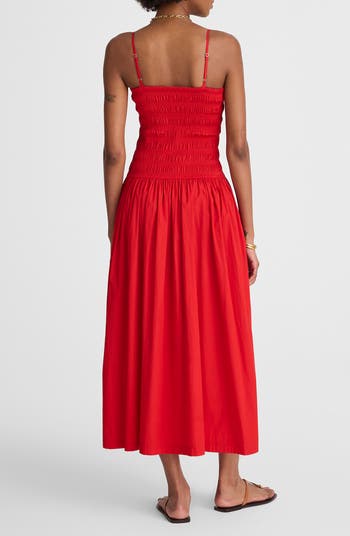 Smocked Cotton Poplin Maxi Dress