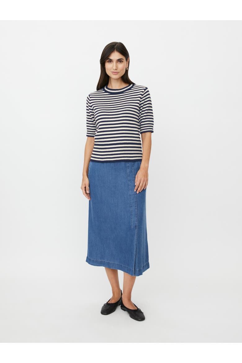 MaFaeleen Striped Short Sleeve Sweater, Alternate, color, Navy Blazer
