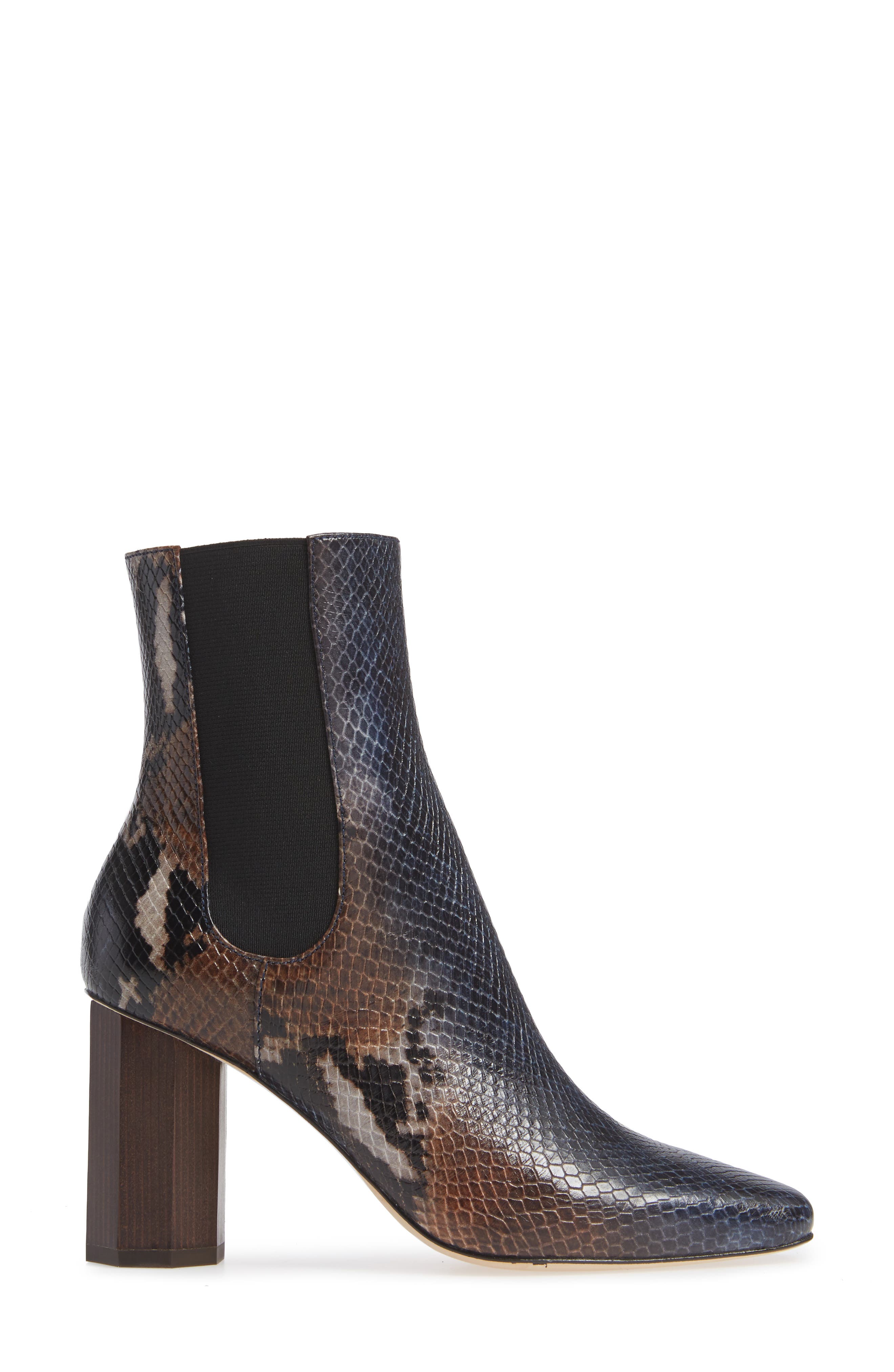Laila Bootie, Alternate, color, NAVY SNAKE PRINT LEATHER