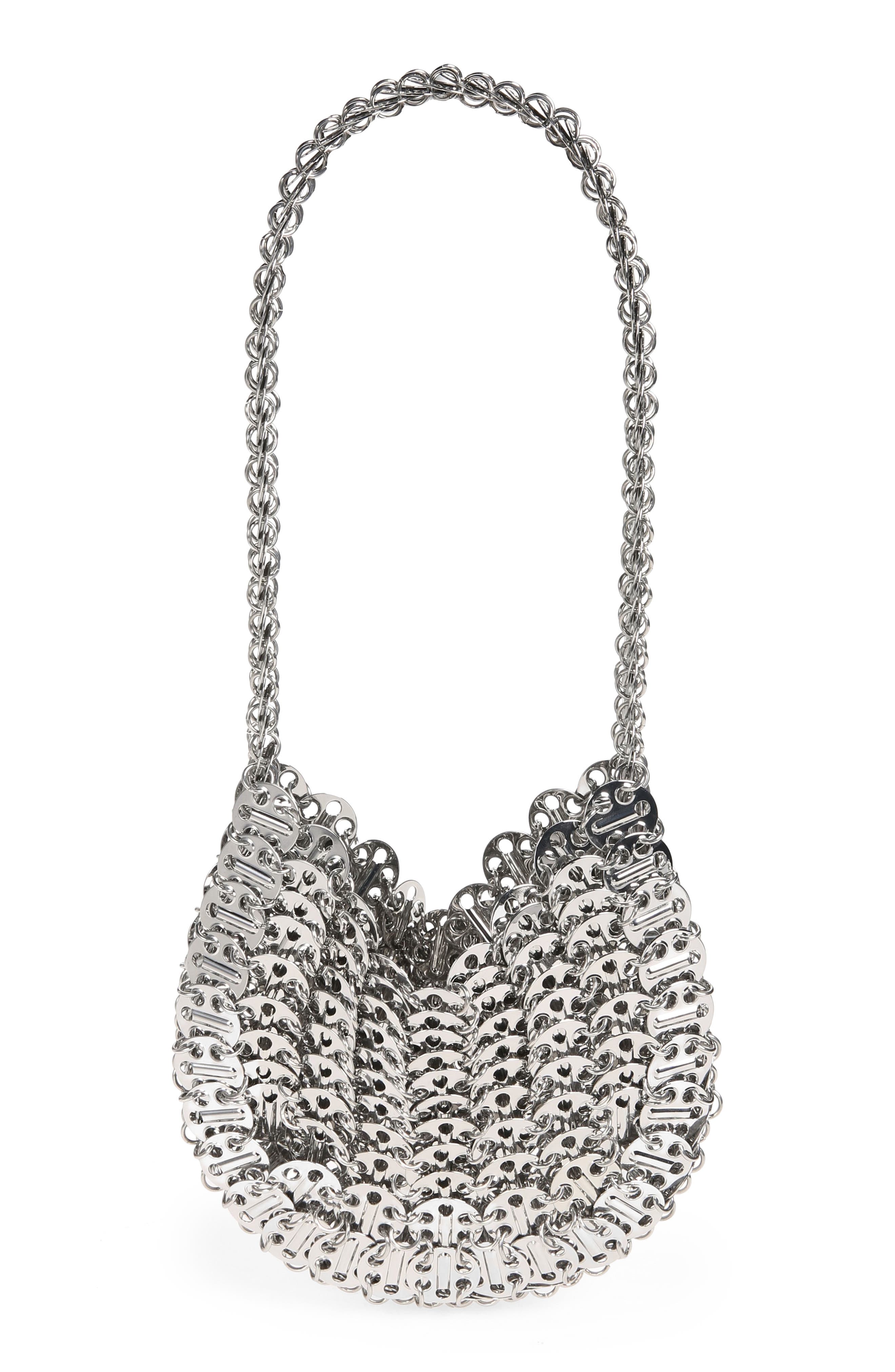 Rabanne 1969 Moon Shoulder Bag, Alternate, color, Silver P040